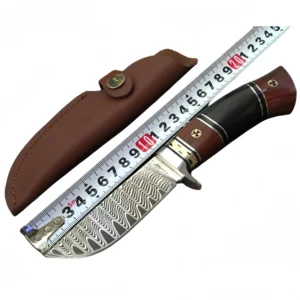 Damaststahlmesser Huanghuali-Griff kleines gerades Messer