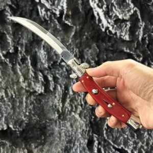 9 Zoll Palisander Springmesser mit gebogener Klinge, Stiletto Springmesser